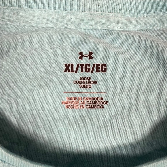 Under Armour Mens XL Turquoise Blue Graphic Basketball Palm Tree T-Shirt Loose - Picture 3 of 8